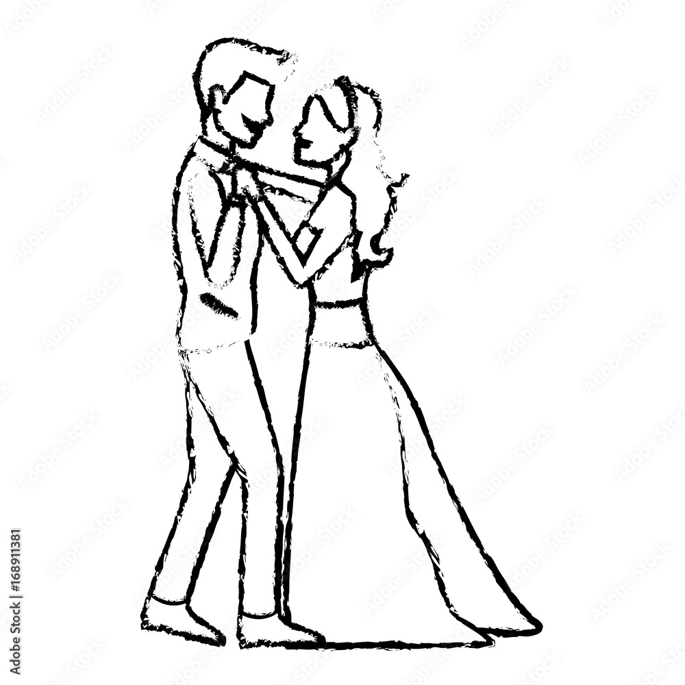 wedding dancing couple romantic celebration vector illustration