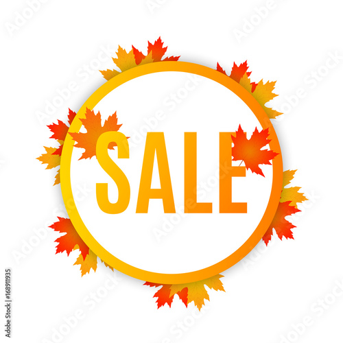 Autumn sale. Autumn sale banner with autumn maple leaves. Vector illustration