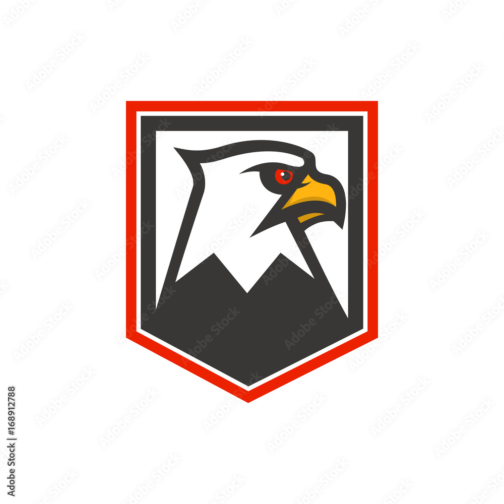 Fototapeta premium Eagle head emblem on white background. Design element for logo, label, emblem, sign. Vector illustration