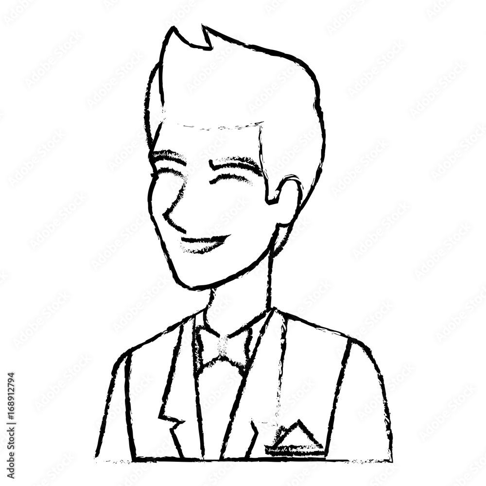 portrait happy groom in a wedding suit laughing vector illustration portrait happy groom in a wedding suit laughing vector illustration