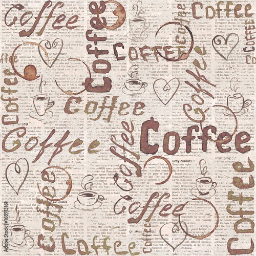 Sketch old newspaper coffee background