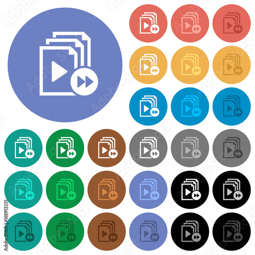 Playlist fast forward round flat multi colored icons