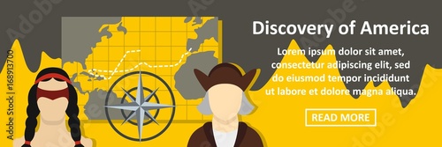 Discovery of america banner horizontal concept