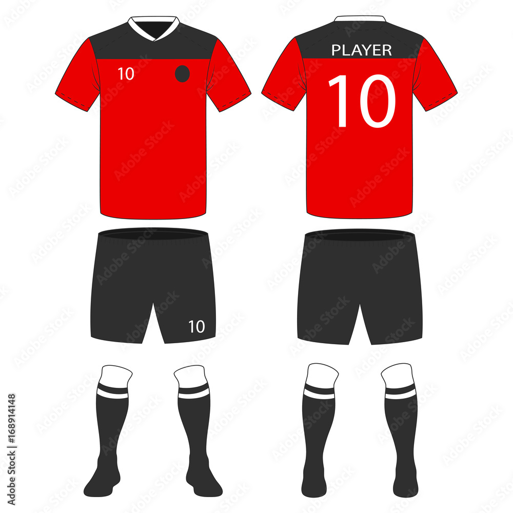 Naklejka premium Set of soccer kit or football jersey template for football club. Vector Illustration