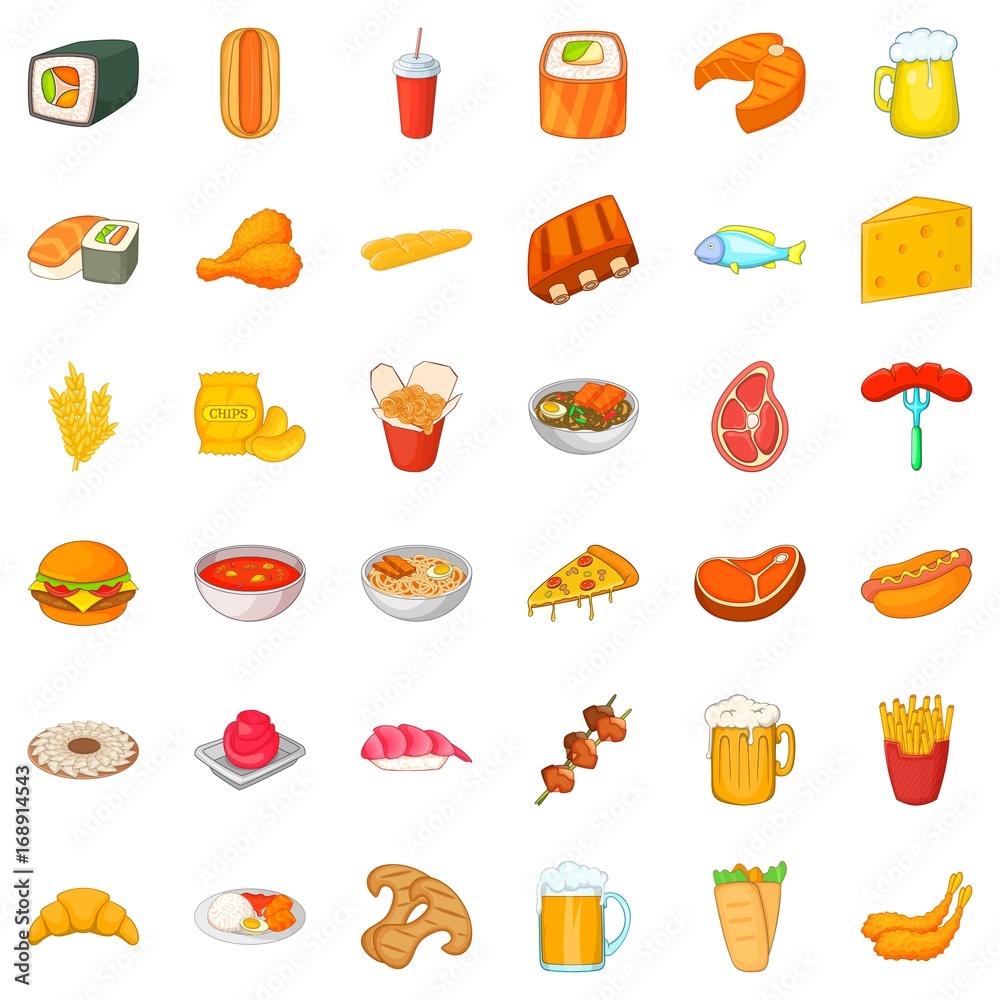 Glass beer icons set, cartoon style Glass beer icons set, cartoon style
