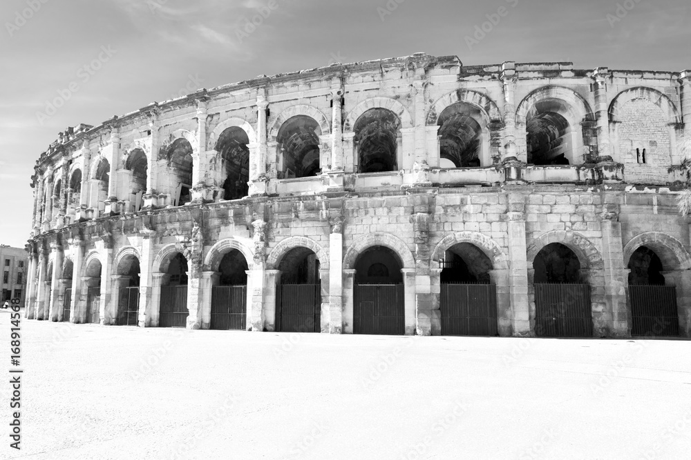 Arena of Nimes, Roman Empire landmark in Nimes city of Occitanie region, France