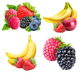 Collection of fresh fruit on white background