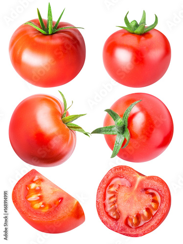 Collection of red tomatoes isolated on white backgroud