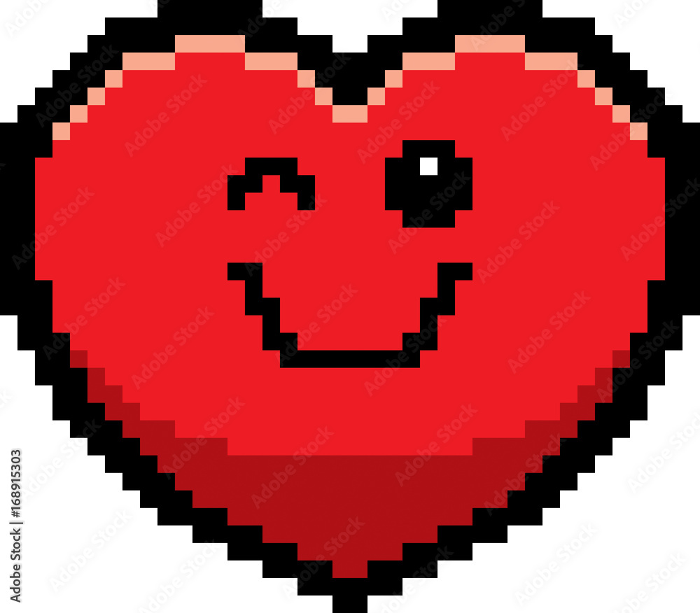 Winking 8-Bit Cartoon Heart Winking 8-Bit Cartoon Heart
