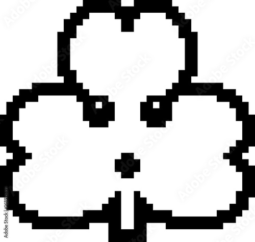 Surprised 8-Bit Cartoon Shamrock