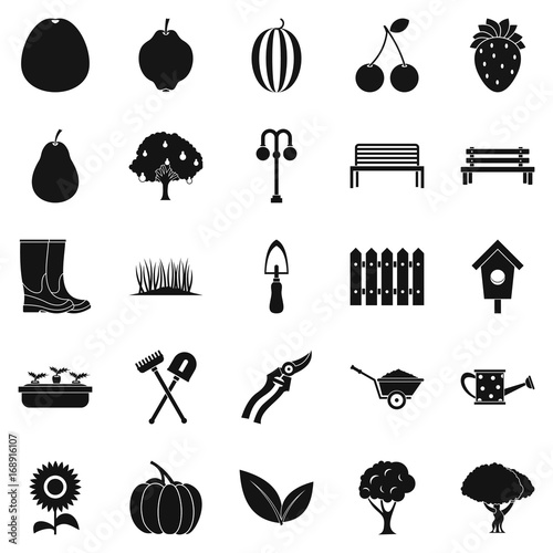 Herb icons set, simple style