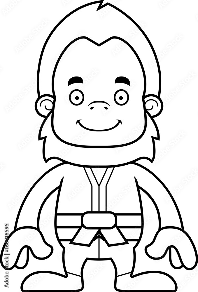 Cartoon Smiling Karate Sasquatch
