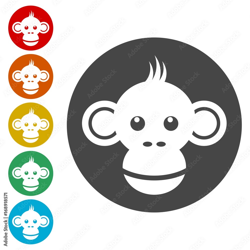 Obraz premium Monkey face icons set - vector Illustration 