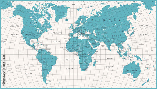 World Map Political Vintage Vector