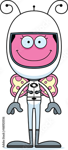 Cartoon Smiling Astronaut Butterfly