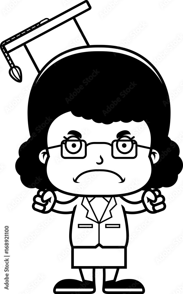 Cartoon Angry Teacher Girl