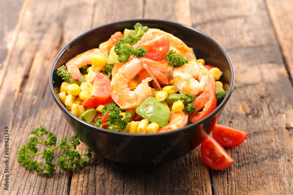 salad with vegetables and shrimps salad with vegetables and shrimps