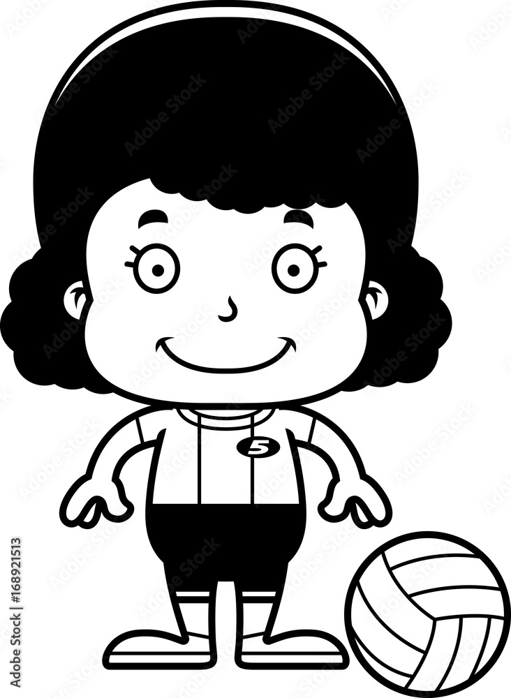Cartoon Smiling Volleyball Player Girl