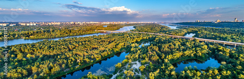 Aerial view of Trukhaniv Island on the Dnieper river in Kiev, Ukraine © Leonid Andronov