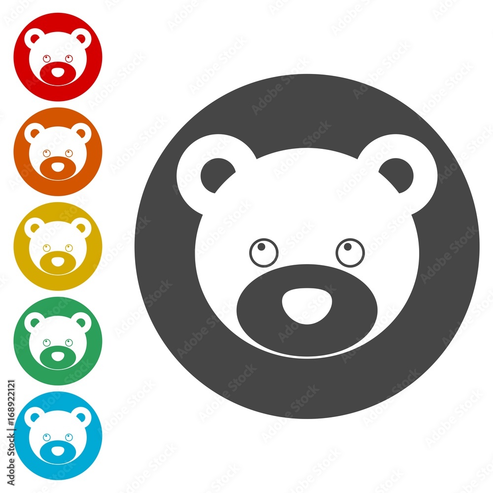 Bear head icons set - vector Illustration 
