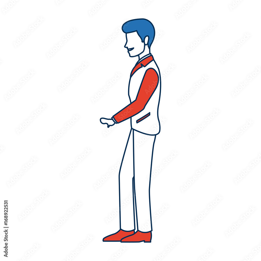 Obraz premium wedding groom in suit elegant standing character vector illustration