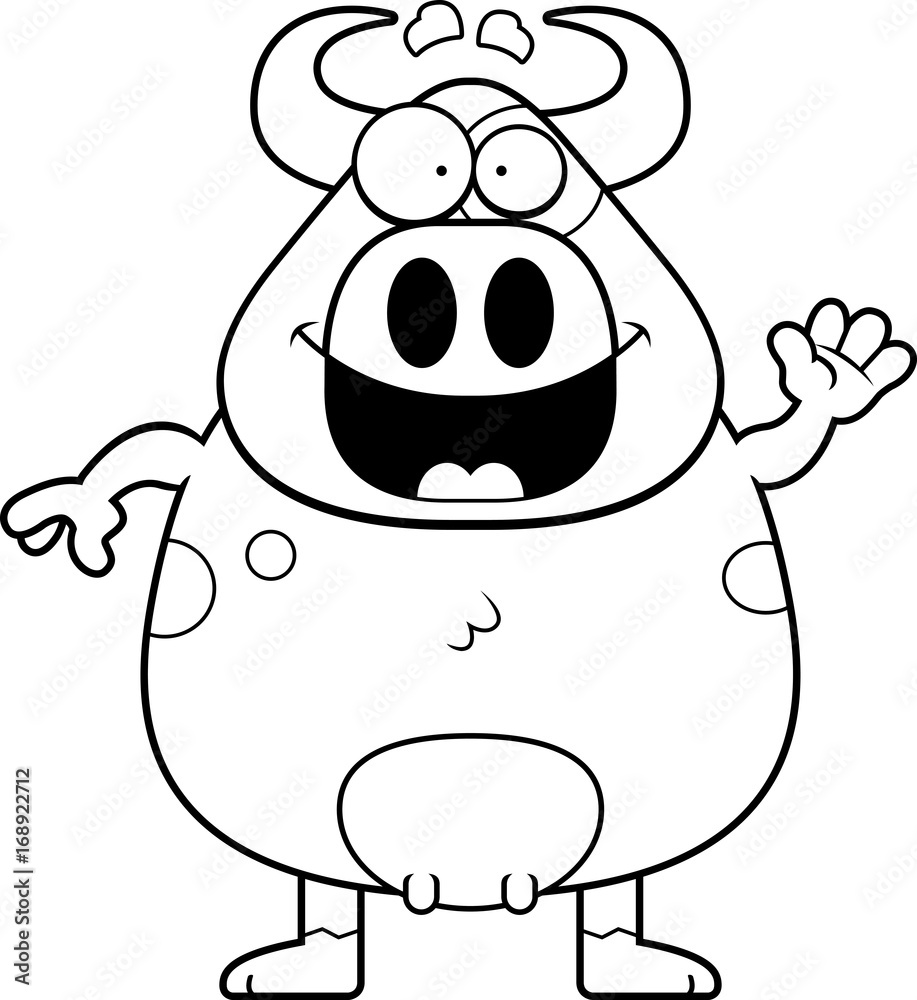 Cartoon Cow Waving