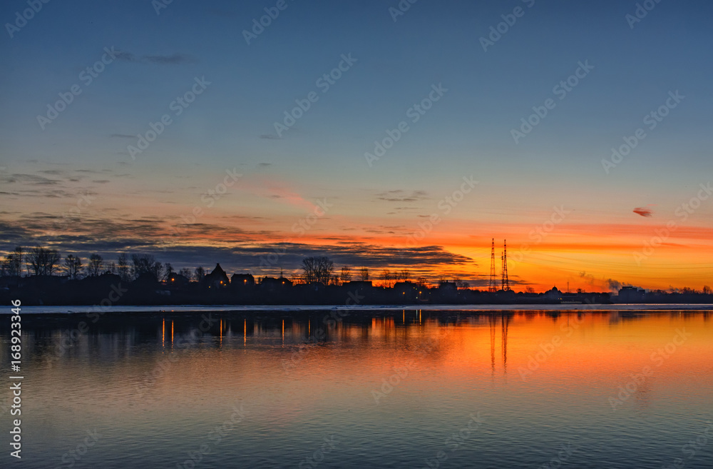 Dawn on the river Neva