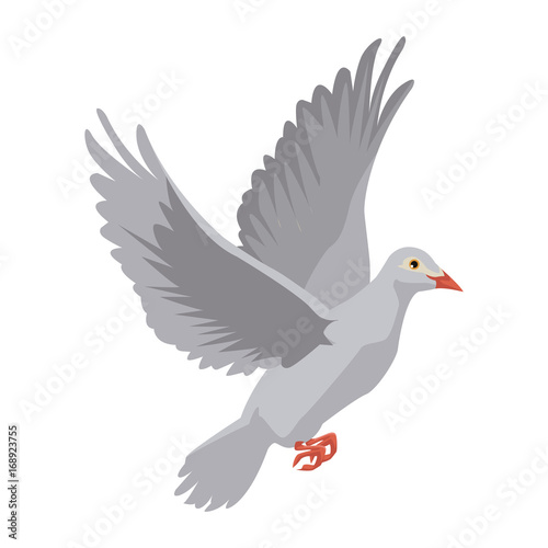 flying white dove on white background as symbol of peace vector illustration © Jemastock