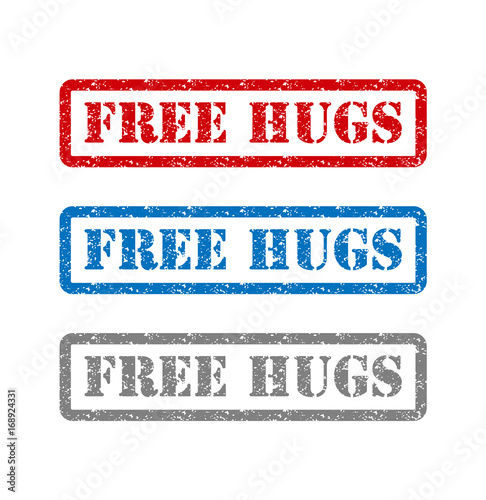 Free hugs set rubber stamp isolated on background