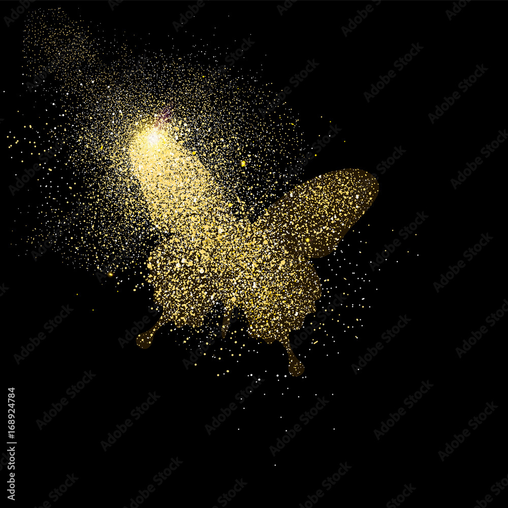 Naklejka Butterfly gold glitter art symbol illustration