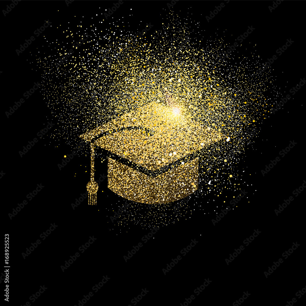 Graduation cap gold glitter symbol illustration Stock Vector | Adobe Stock