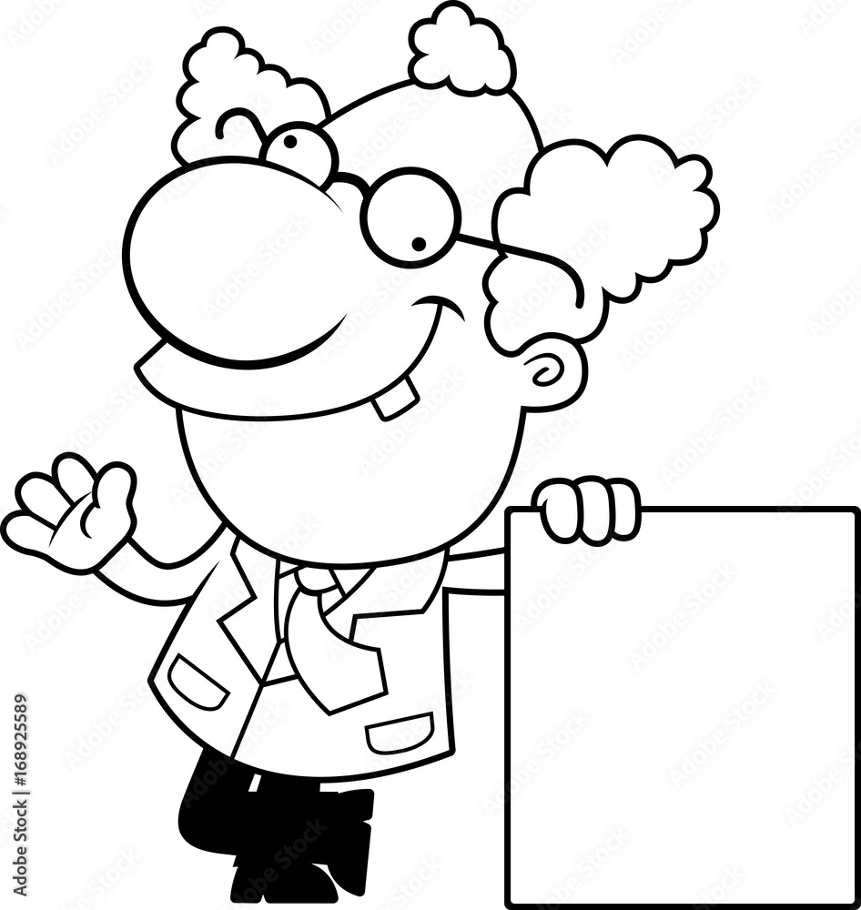 Cartoon Mad Scientist Sign