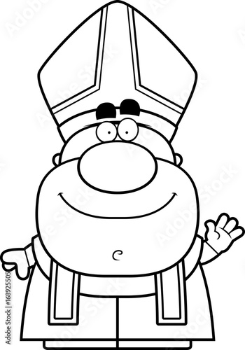 Waving Cartoon Pope