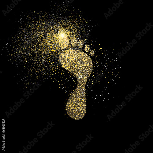 Foot gold glitter art concept symbol illustration