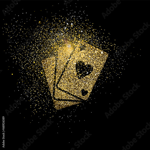 Playing card gold glitter art concept illustration