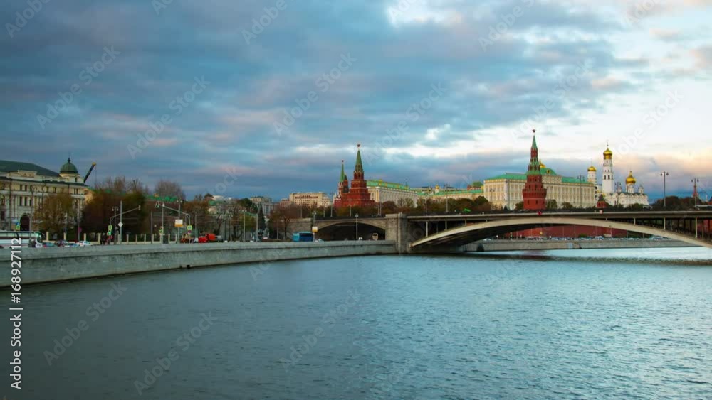 Time-lapse of a Boat ride in the evening in Moscow, Russia. Famous landmarks - Cathedral and Kremlin. Sunset cloudy sky in the capital of Russia. Various bridges in Moscow Time-lapse of a Boat ride in the evening in Moscow, Russia. Famous landmarks - Cathedral and Kremlin. Sunset cloudy sky in the capital of Russia. Various bridges in Moscow