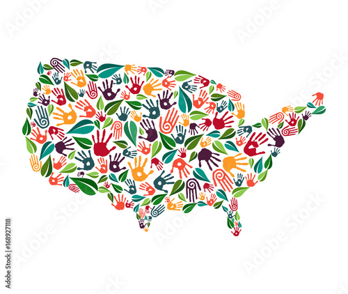USA hand print social environment help concept