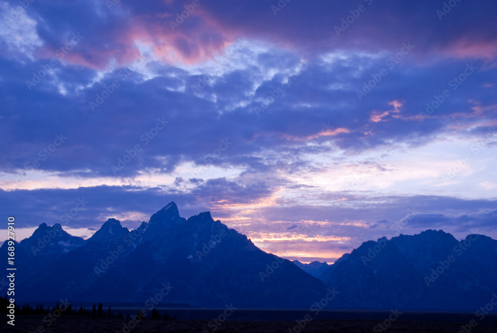 blue sunset grand tetons blue sunset grand tetons