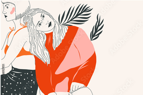 Illustration of female friends
