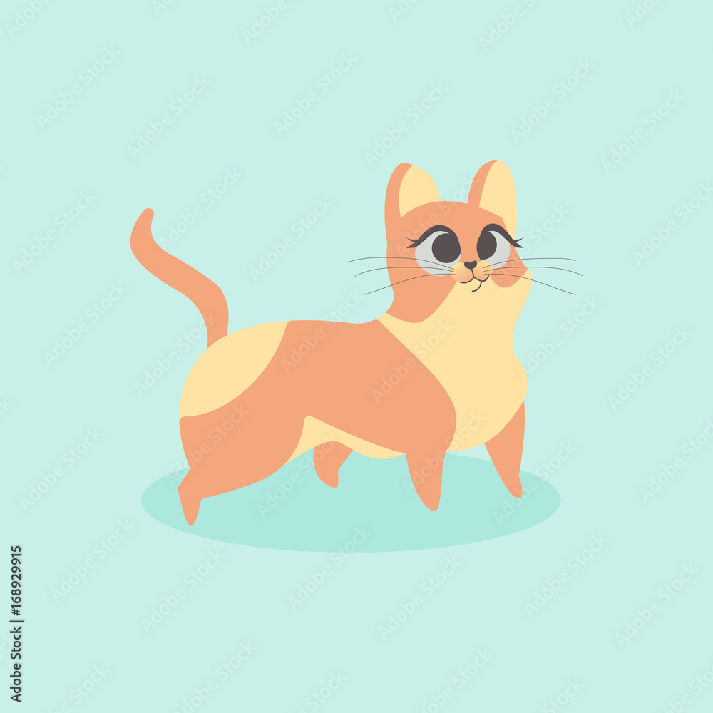 Cute little orange cat vector illustration. Curious kitten. Cute little orange cat vector illustration. Curious kitten.