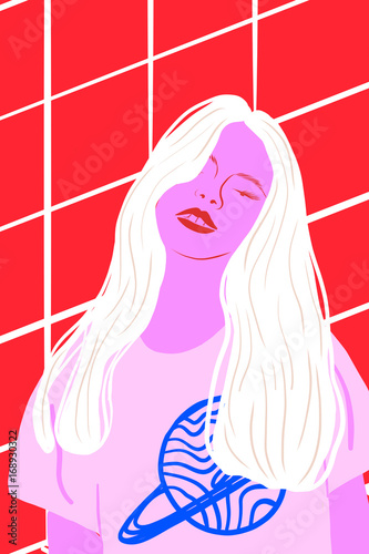 Pink Girl in The Grid