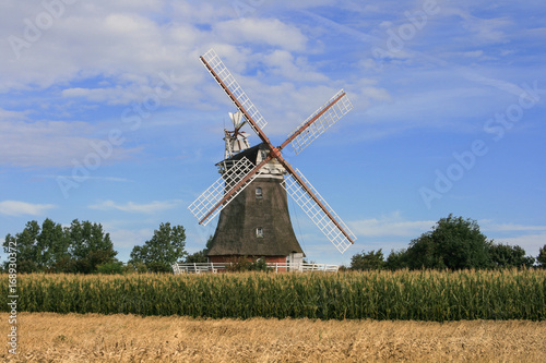 Historic windmill on the German North Frisian island of Foehr  F  hr 