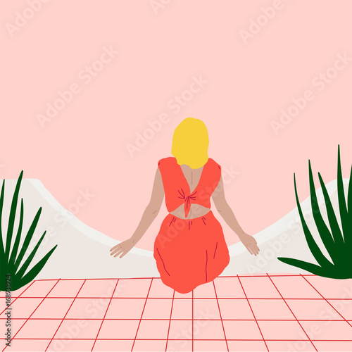 Woman Sitting with Plants