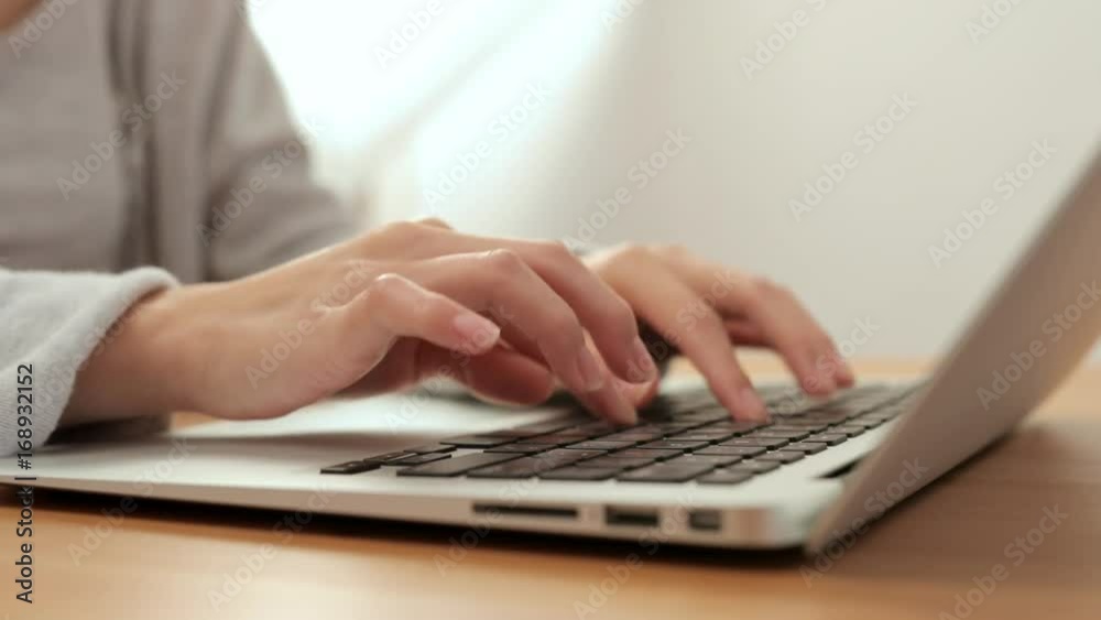 Woman working on laptop computer at home Woman working on laptop computer at home