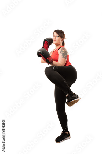 woman ready to fight - isolated