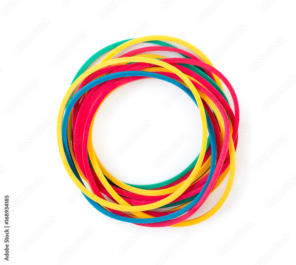 Pile of colorful rubber bands isolated on a white background Pile of colorful rubber bands isolated on a white background