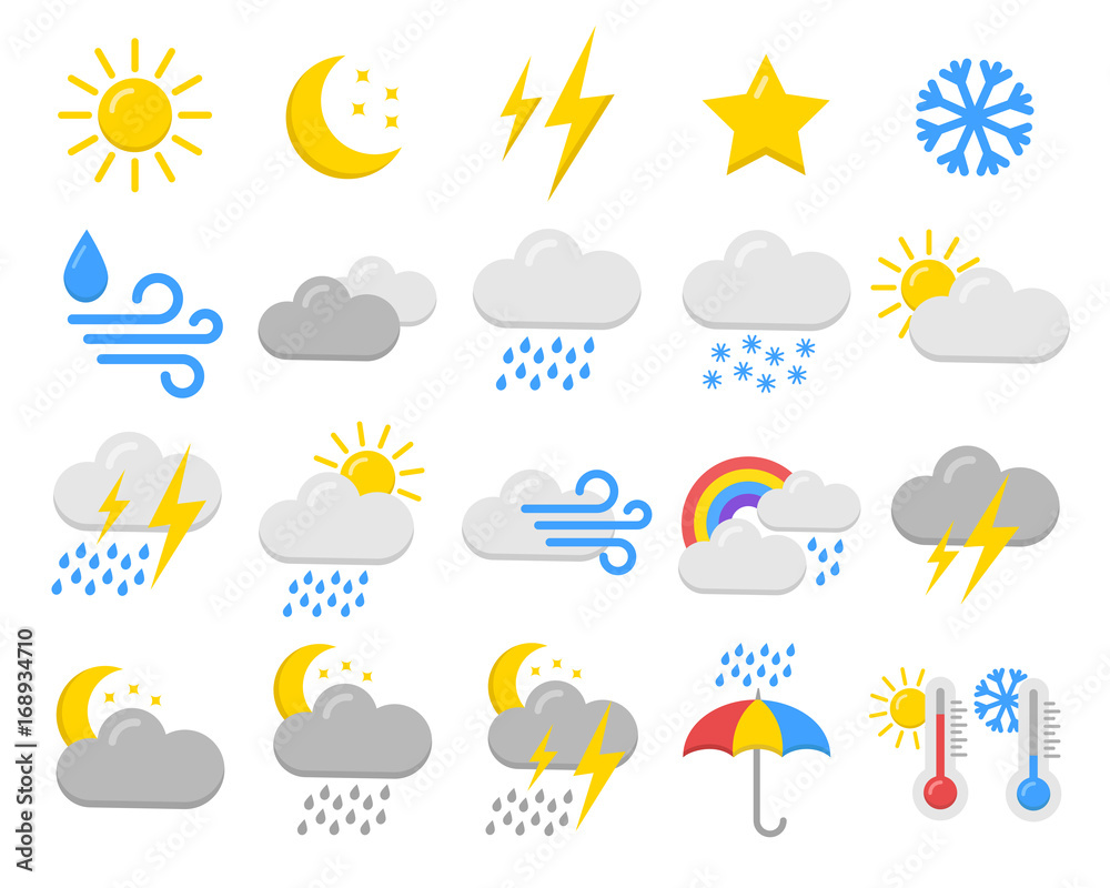 Weather icons collection. Forecast meteorology illustration Weather icons collection. Forecast meteorology illustration
