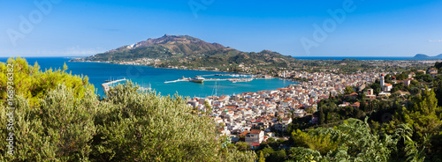 Panoramic Aerial view of Zakynthos city in Zante island, in Greece