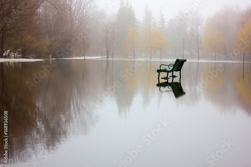 park bench during a flood 