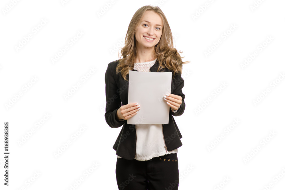 Beautiful young business woman with a paper Beautiful young business woman with a paper